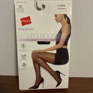 Hanes Premium Leg Boost Collant Energizzante Jet Nero X-Large - Foto 1 di 8