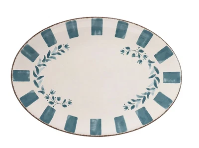 Better Homes and Gardens Oval Serving Tray 18-in Floral Melamine Blue White NEW - Image 1 of 4