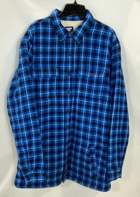 Lands' End Mens Blue Plaid Flannel Jacket Outerwear L Tall - Image 1 of 4