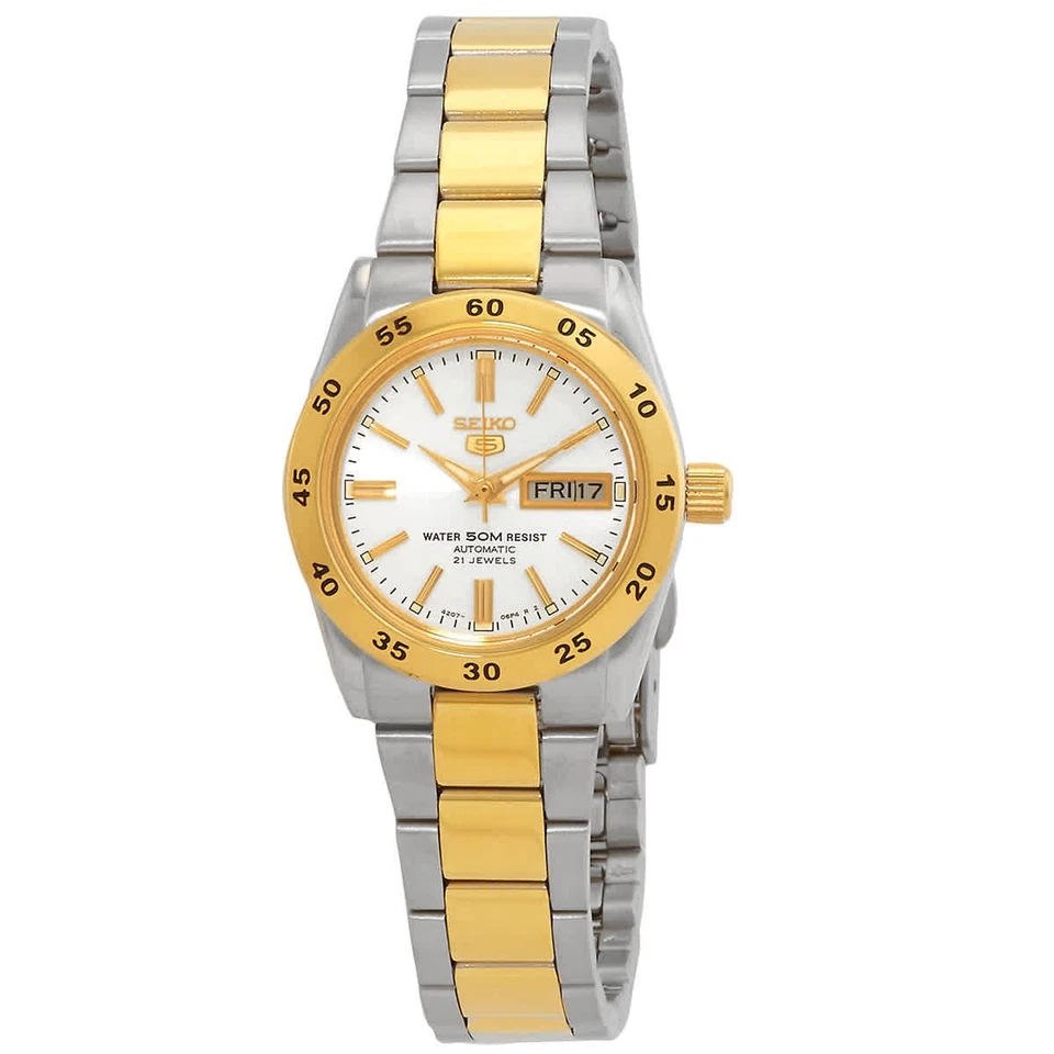 Reloj automático para mujer Seiko 5 esfera blanca SYMG42K1 Foto 1 de 3