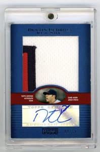 2009 Topps Unique Dustin Pedroia Game Used Jumbo Prime Patch Auto 1/15 Red Sox - Picture 1 of 2