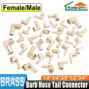 1/8"~3/4" Brass Pipe Fitting BSP Female/Male Elbow Hose Connector Fuel Water Gas - Picture 1 of 42