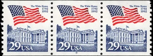 US Scott # 2609, Flag over White House, Strip of (3) 1992 29¢ Coil Stamps, MNH - Picture 1 of 1