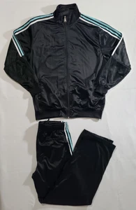 Linea Uomo Mens XXL Track Suit Jacket and Pants Black Pocket 100% Polyester * - Picture 1 of 11