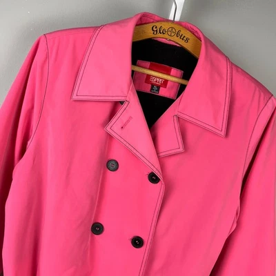 Esprit Y2K Trench Jacket Mujer XL Rosa Doble Pecho Cinturón Barbiecore Foto 1 de 4