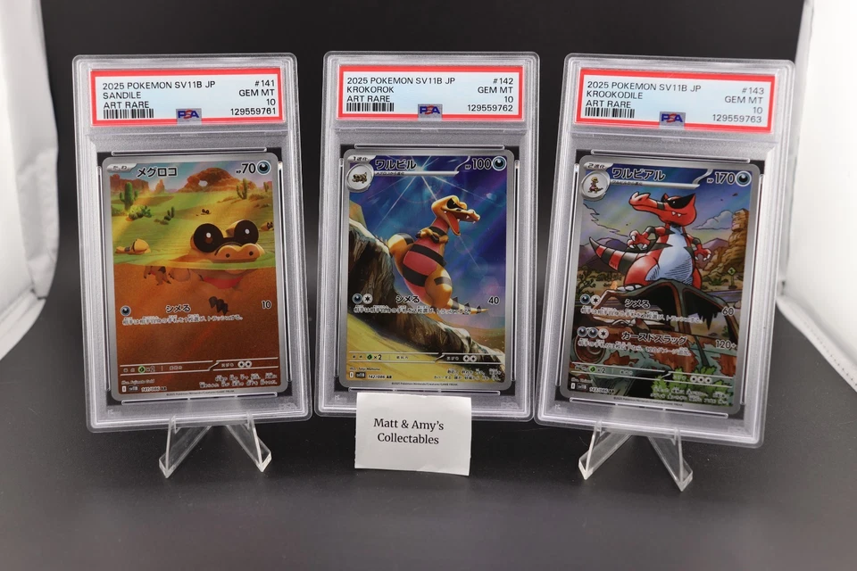 Pokemon Sandile 141 Krokorok 142 Krookodile 143 Black Bolt PSA 10 Sequential - Image 1 of 2