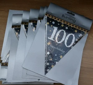 Wimpelkette 100. Geburtstag schwarz oder pink einzeln oder 12er-Box kostenloser Versand 4 m - Bild 1 von 9