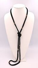 Adami & Martucci Black Mesh Long Necklace With Small Rose-Gold Plated Rings