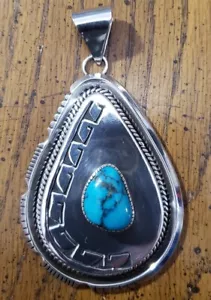 Colgante turquesa 925 Navajo Johnathan Nez plata esterlina IMPERDIBLE - Imagen 1 de 8