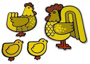 Pegatinas vintage de pollo amarillo Rickie Tickie Stickies 1970 Canadá, originales - Imagen 1 de 5