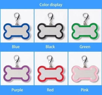 Etiquetas de identificación de mascotas personalizadas en forma de hueso para perros - collar de perro grabado con láser etiqueta con nombre Foto 1 de 4