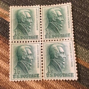 4 Andrew Jackson 1 Cent Stamps - Attached, Unposted Collectible US Mail Stamps - Picture 1 of 6