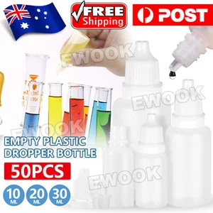 50x Clear Empty Plastic Dropper Bottle Squeezable Eye Drop Liquid Container - Picture 1 of 13