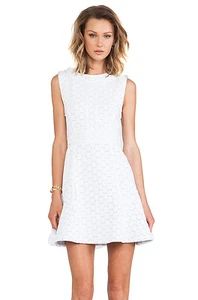 $368 NWT MARC BY MARC JACOBS LEYNA DOTTY PONTE MINI NYLON DRESS WHITE S M 4 6  - Picture 1 of 12