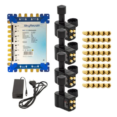 Multischalter Set 4 Satellit 8 Teilnehmer 17-8 Multiswitch Quattro Multifeed LNB - Bild 1 von 4