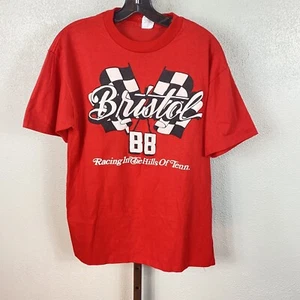 Vintage 1988 Bristol Racing T-Shirt NASCAR Men's XL Puff Paint Single Stitch - Picture 1 of 8