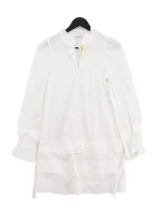 Monki Women's Blouse UK 6 White 100% Cotton Long Sleeve V-Neck Basic - Picture 1 of 5
