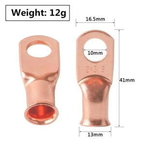 5PCS 2 Gauge Ring 3/8'' Hole Stud Battery Lug Bare Welding Copper Terminal - Picture 1 of 4