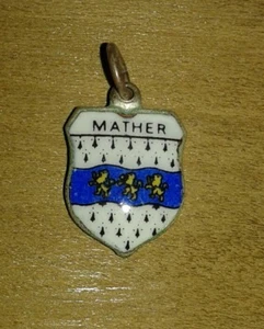 Mather Wappen / Familienwappen versilbert Emaille Anhänger - Bild 1 von 6