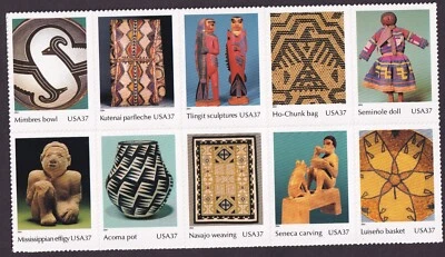 Scott #3873 American Indian Art Block (Sheet) of 10 Stamps - MNH - Image 1 of 2
