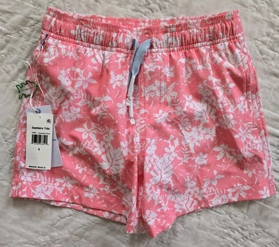 SOUTHERN TIDE Boys Island Blooms Swim Trunks Shorts Geranium Pink  S  6/7  NWT - Image 1 of 4