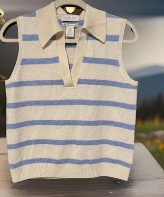 Suéter de lujo 100 % 2 capas de cachemir sin mangas Rachel Zoe para mujer nuevo con etiquetas, talla M Foto 1 de 4