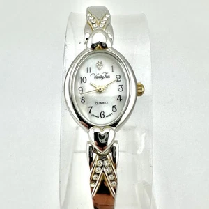 Vanity Fair Two Tone Women’s Heart Band MOP Dial Watch, Size 6.5” - New Battery - Picture 1 of 13