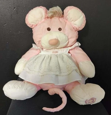 Vintage Fisher Price Puffalump Plush Pink Mouse 1987 - Image 1 of 4