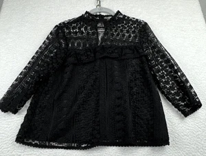 Mujer Negro Top Encaje Crochet Bruja Capricho Gótico Hada Oscura Romántico Pequeño - Imagen 1 de 17