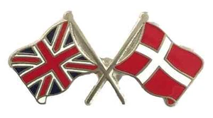 Great Britain & Denmark Flags Friendship Courtesy Enamel Lapel Pin Badge T182 - Picture 1 of 3
