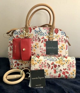 Nanette Lepore Kayli Print Satchel Handtasche Geldbörse & Tech Wallet mit Ring Armband - Bild 1 von 6