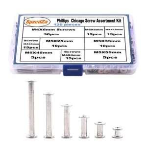 120 Pieces Chicago Screws Metal Chicago Screws Posts Binding Screw Leather - Picture 1 of 7