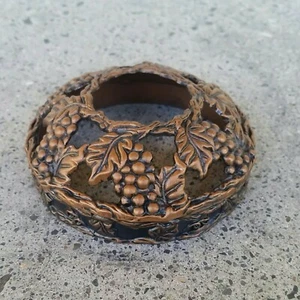 Weinrebe Kerzenglas Aufsatz Ring Deckel Kupfer Metall Weinberg Bauernhof Blätter Ranken - Bild 1 von 4