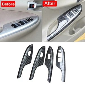 Carbon Fiber Window Lift Panel Switch ABS Cover Trim For 2007-13 Toyota Corolla - Picture 1 of 7