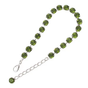 Versilbertes Armband mit Swarovski Kristall Farbe Olivin Grün - Picture 1 of 3