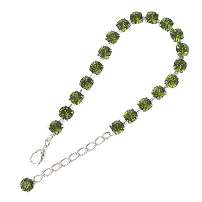 Versilbertes Armband mit Swarovski Kristall Farbe Olivin Grün - Bild 1 von 3