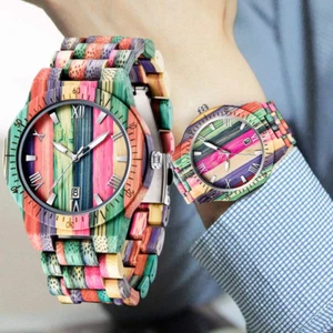 Orologi Uomo Quarzo Impermeabile Analogico Sport Multifunzione/Bamboo Colorato. - Foto 1 di 7