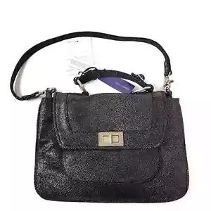 Neu mit Etikett Rebecca Minkoff Covet Cabrio schwarz Stachelrochen geprägte Wildleder-Schultertasche - Bild 1 von 12
