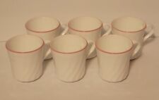Corning Ware VINTAGE Swirl with Pink Rim Set of 6 Coffee Mugs/Tea Cups USA Made