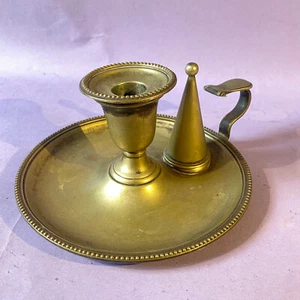 Vintage Chamber Candle Holder with Candle Snuffer - Silverish Toning - Picture 1 of 15