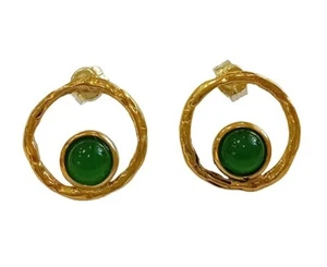 URSUMANDO ORECCHINI CERCHIO CON AGATA VERDE BRONZO E ARGENTO OR759B - Foto 1 di 4