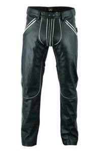 Awanstar lederhose mit Weißen Piping 2 wege Zipper,leder hose,leather trousers - Picture 1 of 10