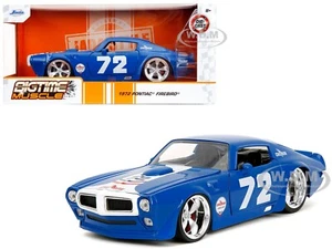 1972 PONTIAC FIREBIRD #72 BLUE "CHEVRON" 1/24 DIECAST MODEL CAR BY JADA 35026 - Picture 1 of 11