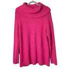 Talbots Women's Bright Pink Chunky Knit Pullover Cowl Neck Sweater Size XL 