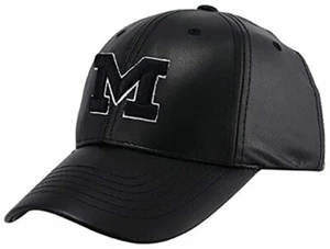 NCAA Michigan Wolverines schwarze Leder-Passformmütze Größe Medium 7-7 3/8 - Bild 1 von 2