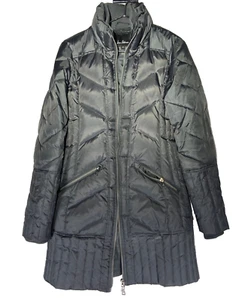 Sam Edelman Women's Small Gray Down Puffer Coat Zip Front Mid-length no hood - Picture 1 of 6