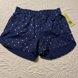 All in Motion Girls Athletic Lined Shorts XL 14-16 Sapphire Blue /silver stars N - Picture 1 of 9