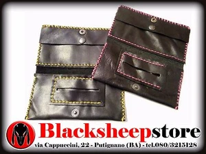 Portatabacco artigianale in vera pelle made in Italy cucito a mano chiusura clip - Picture 1 of 1