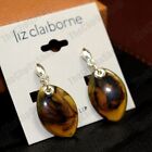 CLIP ON retro EARRINGS amber brown TORTOISESHELL LUCITE silver plated clips