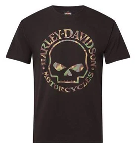Harley-Davidson Men's Willie G Skull Camo Short Sleeve Crew-Neck T-Shirt, Black - Picture 1 of 2